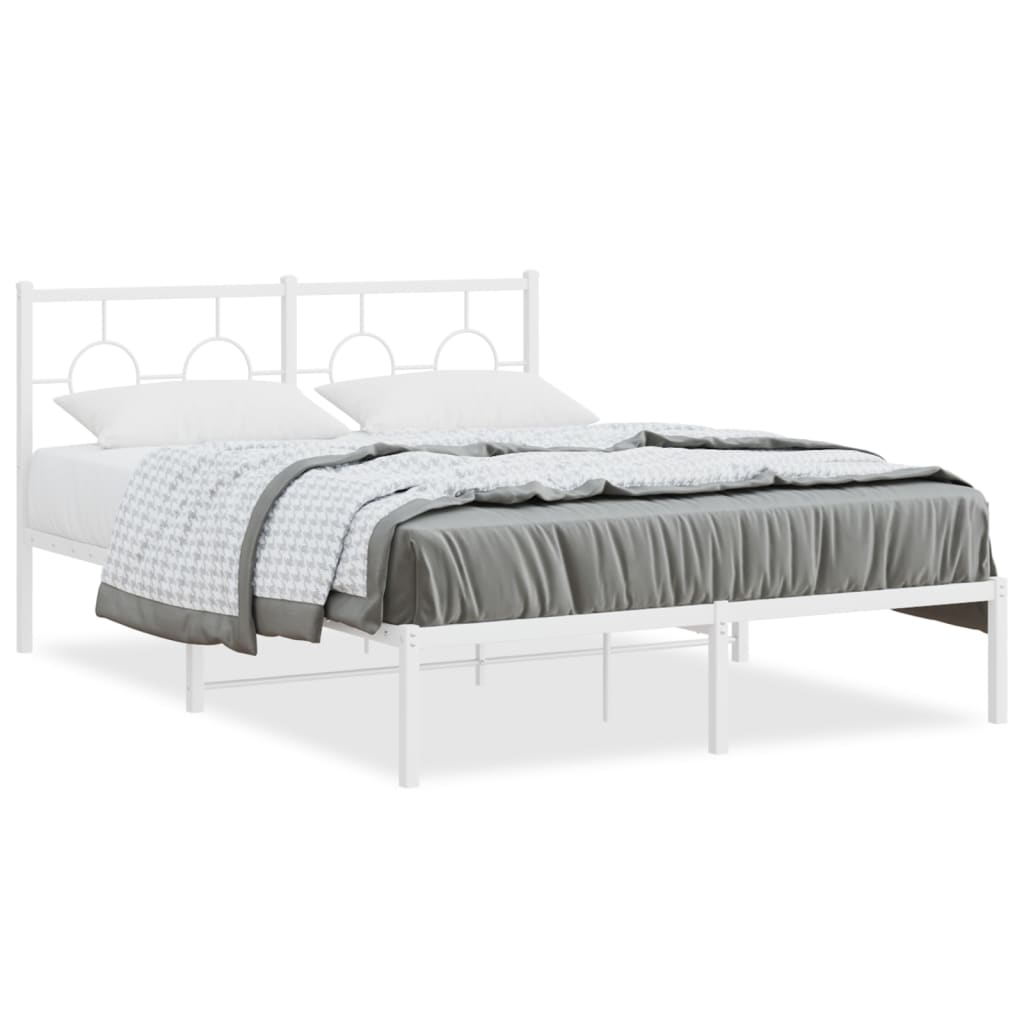 sengeramme med sengegavl 135x190 cm metal hvid