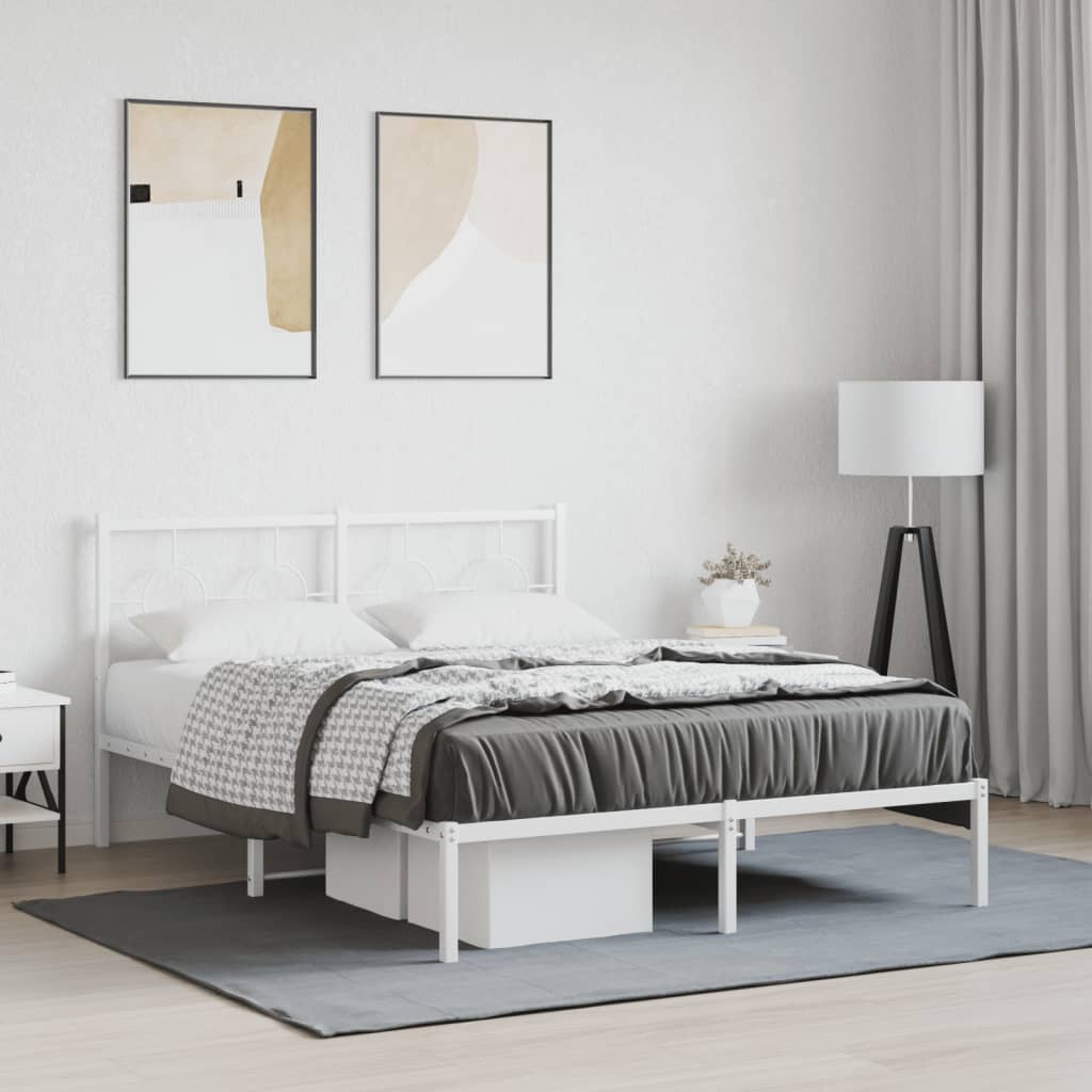 sengeramme med sengegavl 135x190 cm metal hvid
