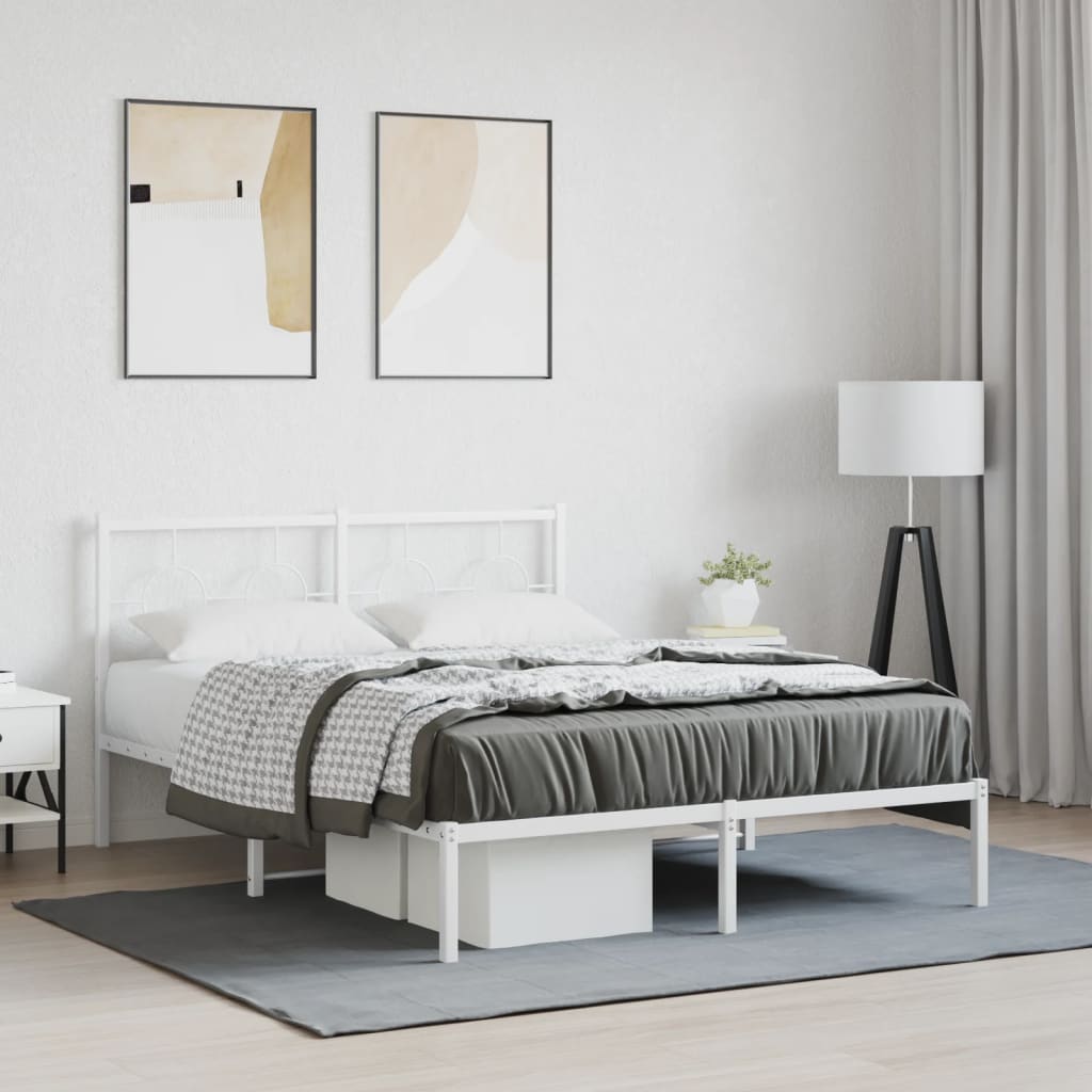 sengeramme med sengegavl 140x190 cm metal hvid