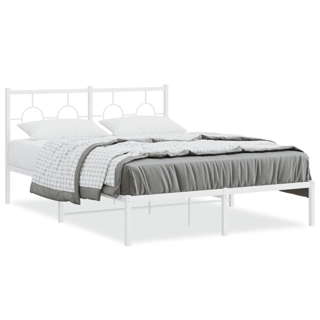 sengeramme med sengegavl 140x200 cm metal hvid
