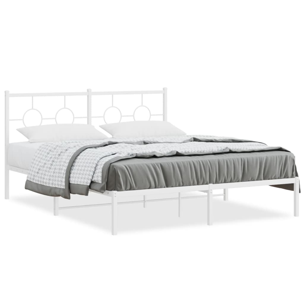 sengeramme med sengegavl 150x200 cm metal hvid