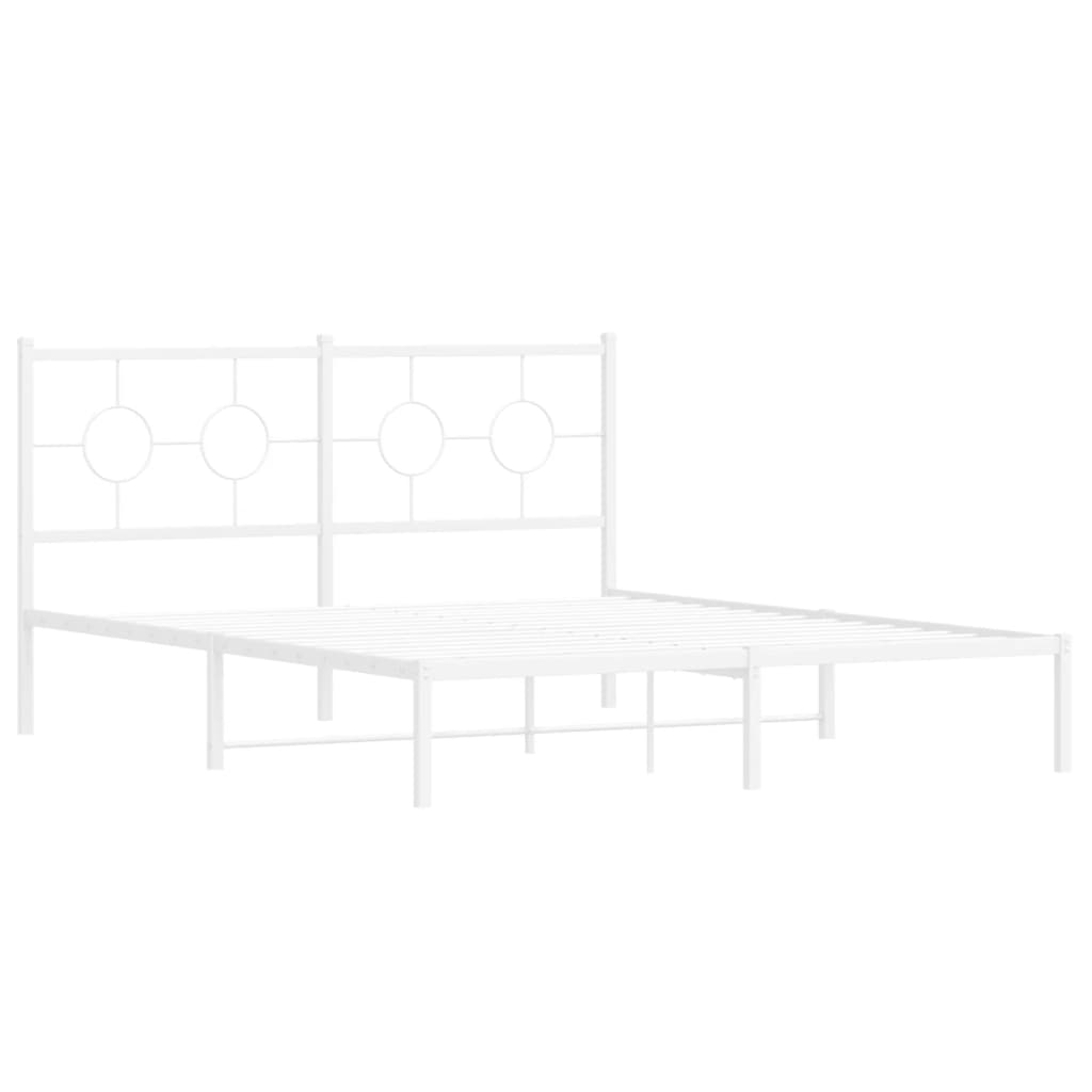 sengeramme med sengegavl 150x200 cm metal hvid
