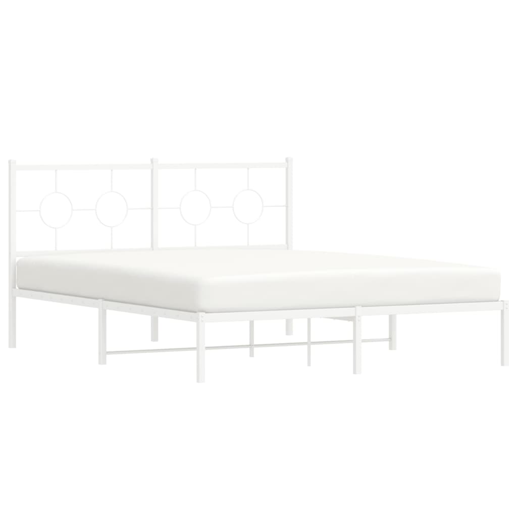 sengeramme med sengegavl 150x200 cm metal hvid