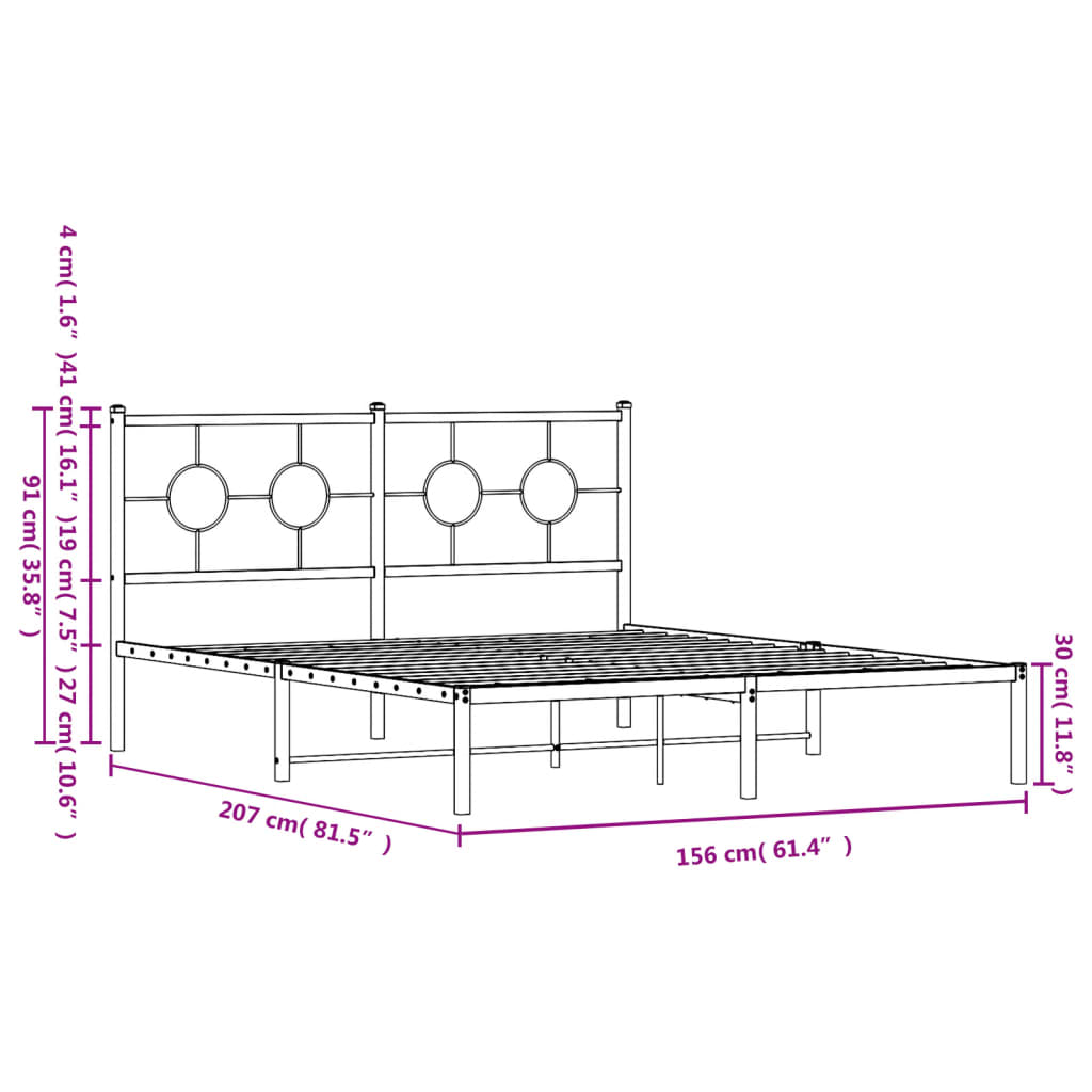 sengeramme med sengegavl 150x200 cm metal hvid