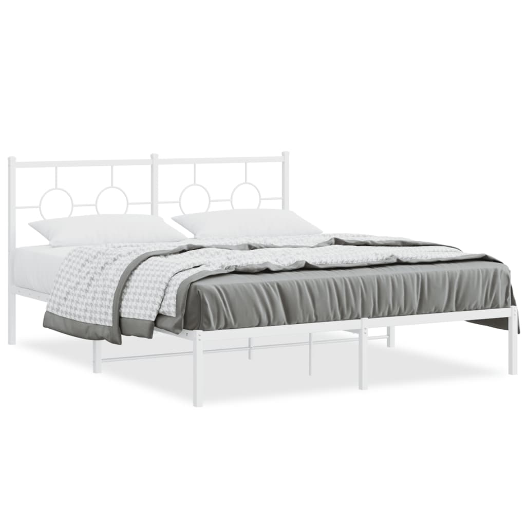 sengeramme med sengegavl 160x200 cm metal hvid