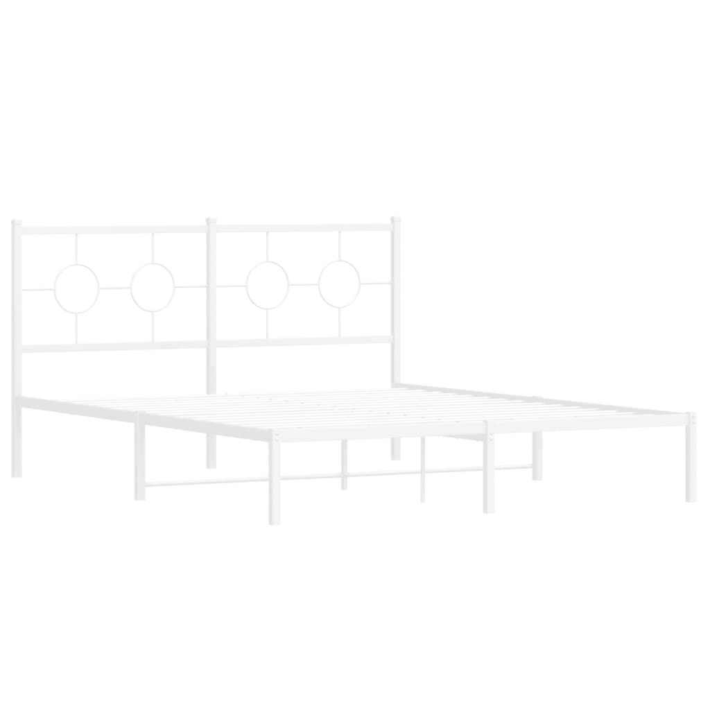 sengeramme med sengegavl 160x200 cm metal hvid