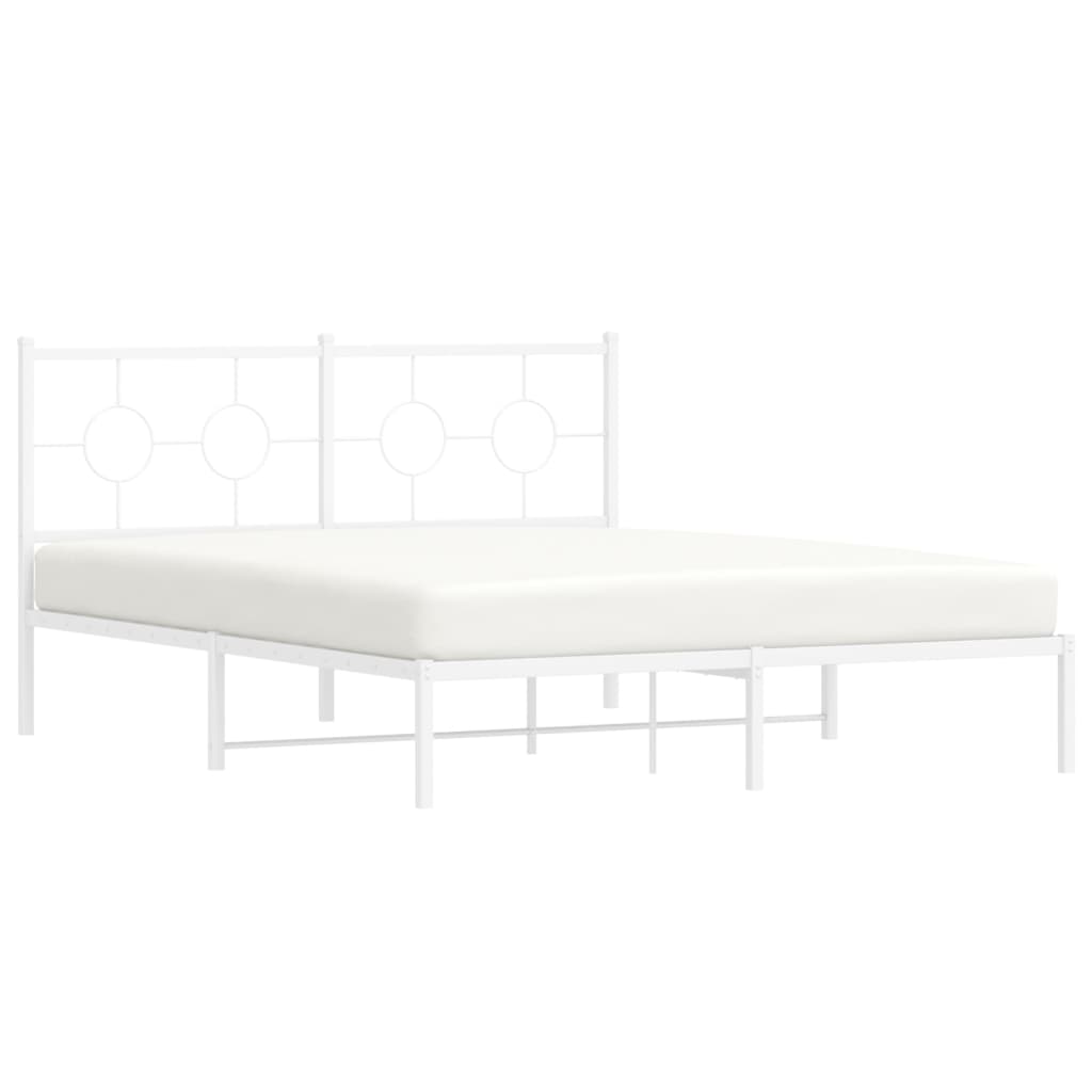 sengeramme med sengegavl 160x200 cm metal hvid