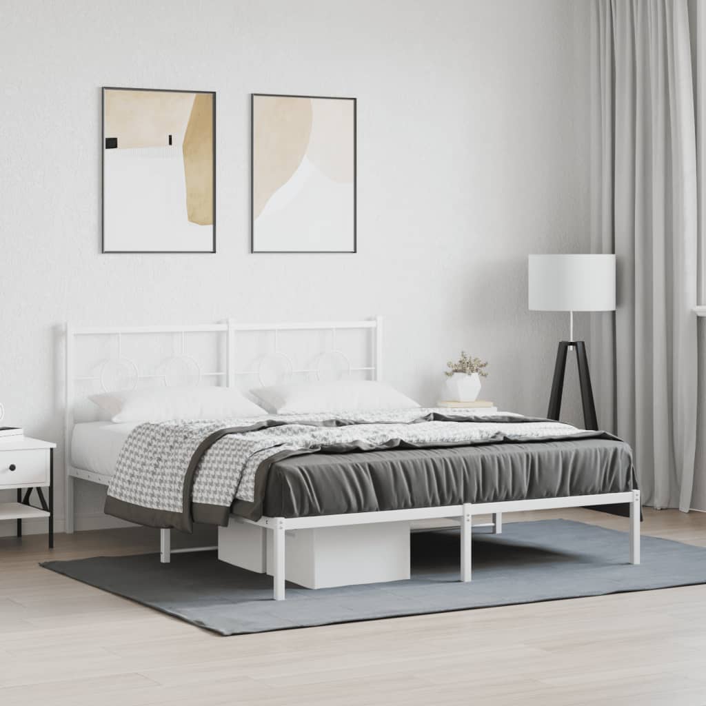 sengeramme med sengegavl 160x200 cm metal hvid