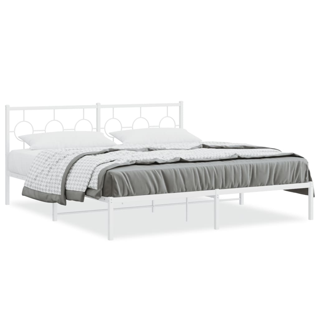 sengeramme med sengegavl 183x213 cm metal hvid