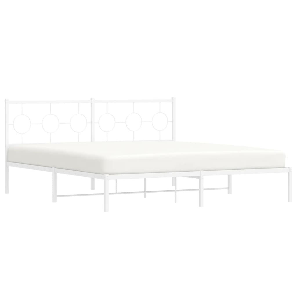 sengeramme med sengegavl 183x213 cm metal hvid