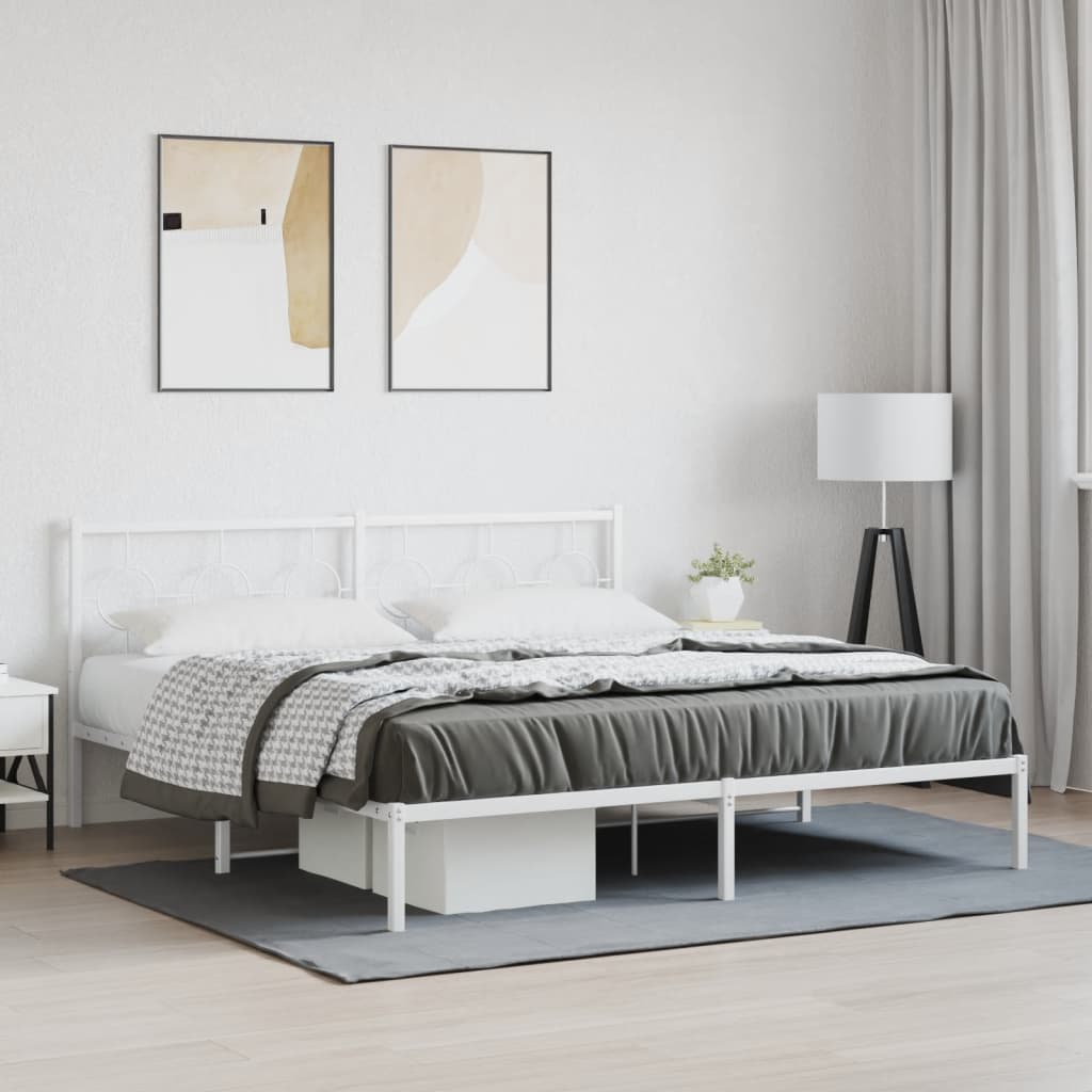 sengeramme med sengegavl 183x213 cm metal hvid