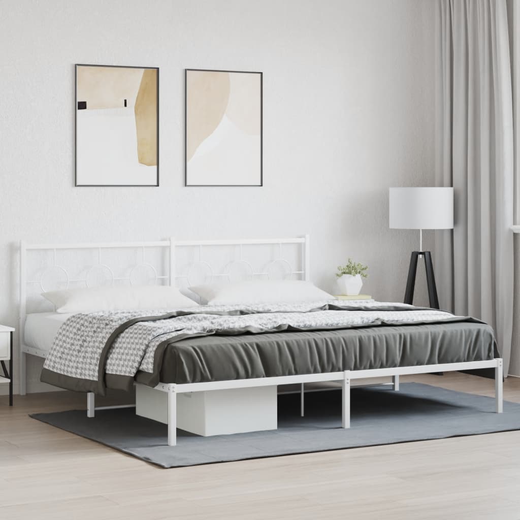sengeramme med sengegavl 193x203 cm metal hvid