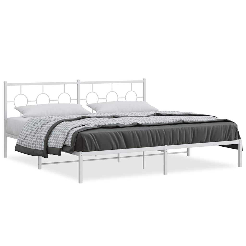 sengeramme med sengegavl 200x200 cm metal hvid