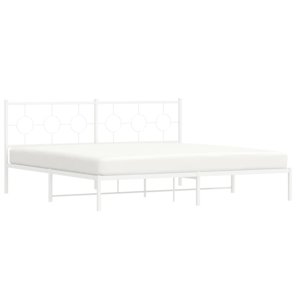 sengeramme med sengegavl 200x200 cm metal hvid