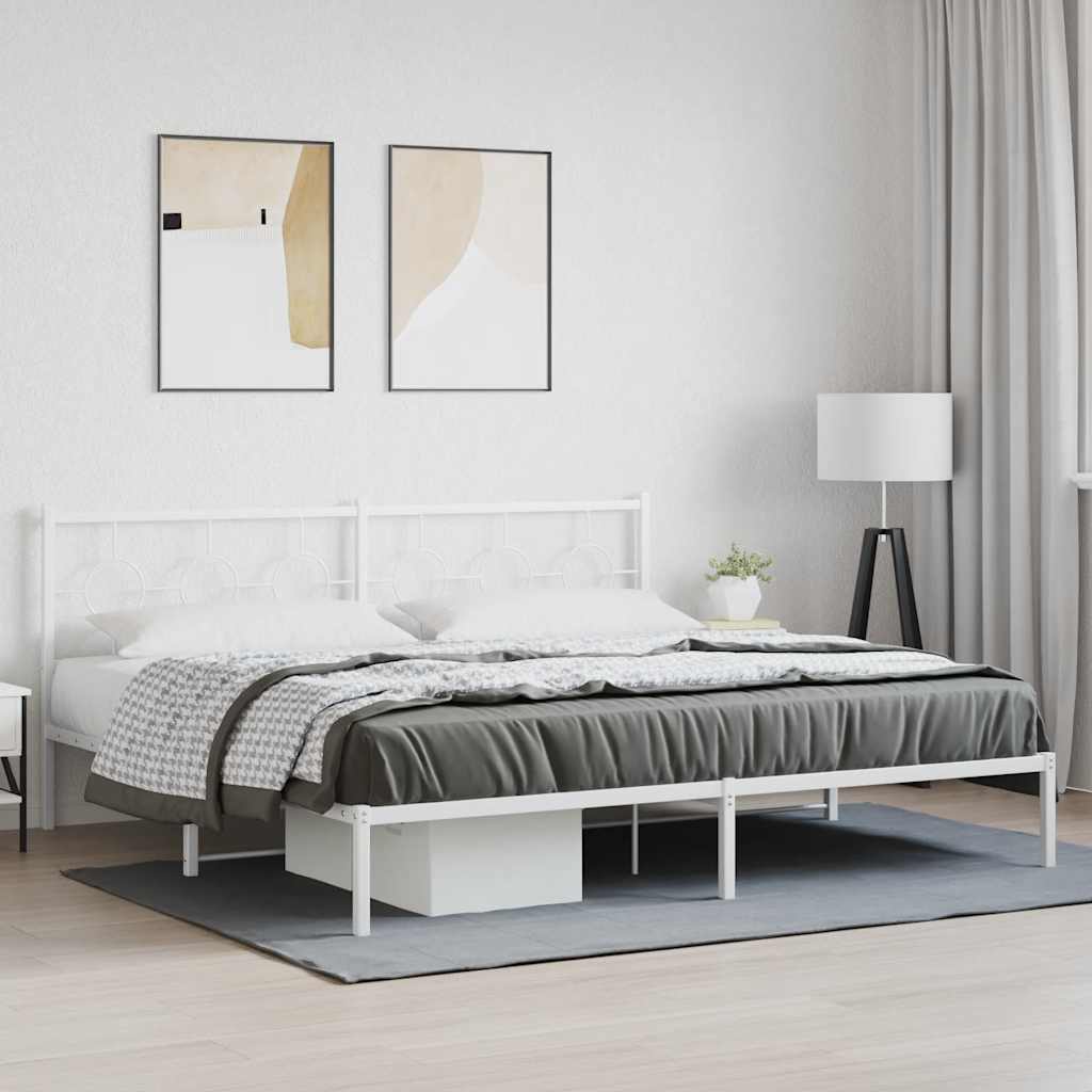 sengeramme med sengegavl 200x200 cm metal hvid