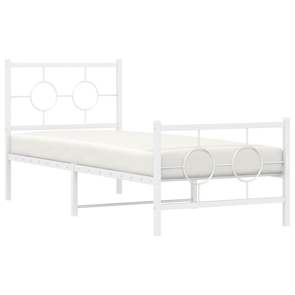 sengeramme med sengegavl og fodgærde 80x200 cm metal hvid