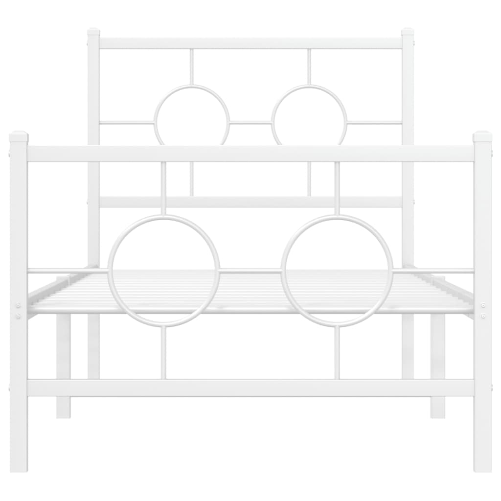sengeramme med sengegavl og fodgærde 80x200 cm metal hvid