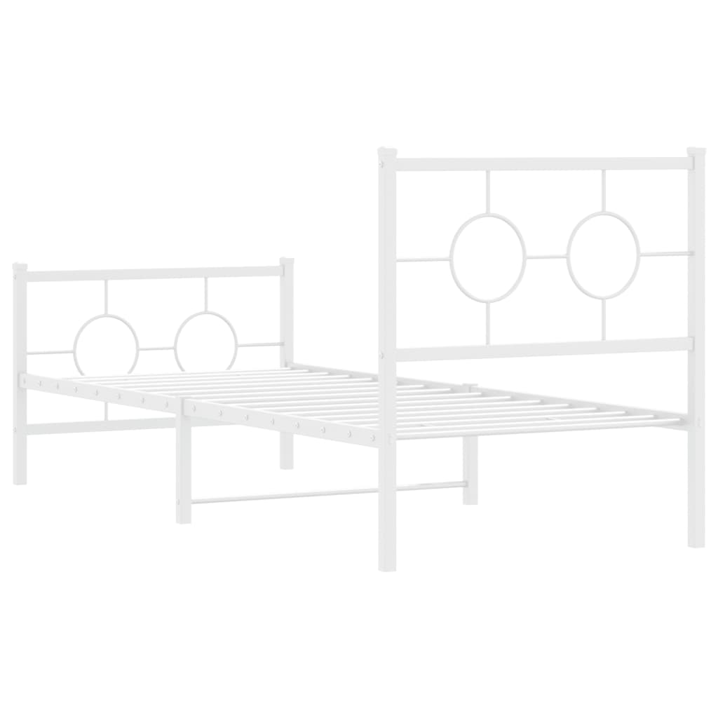 sengeramme med sengegavl og fodgærde 80x200 cm metal hvid