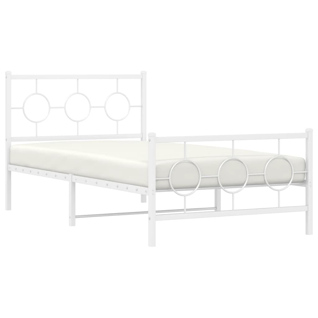 sengeramme med sengegavl og fodgærde 100x190 cm metal hvid