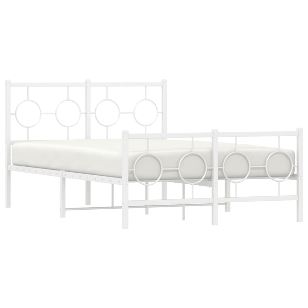 sengeramme med sengegavl og fodgærde 120x200 cm metal hvid