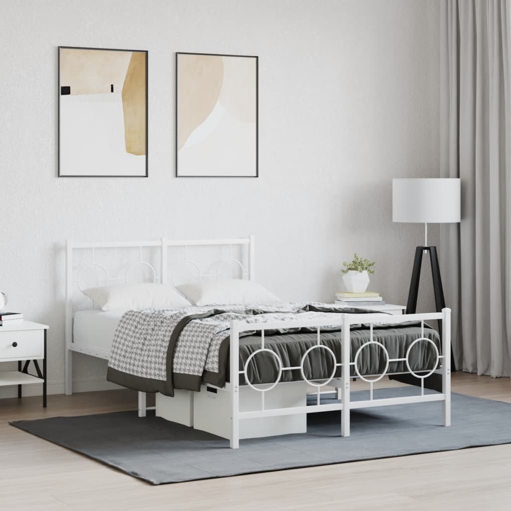 sengeramme med sengegavl og fodgærde 120x200 cm metal hvid