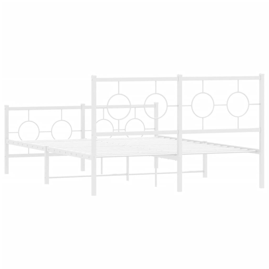sengeramme med sengegavl og fodgærde 135x190 cm metal hvid