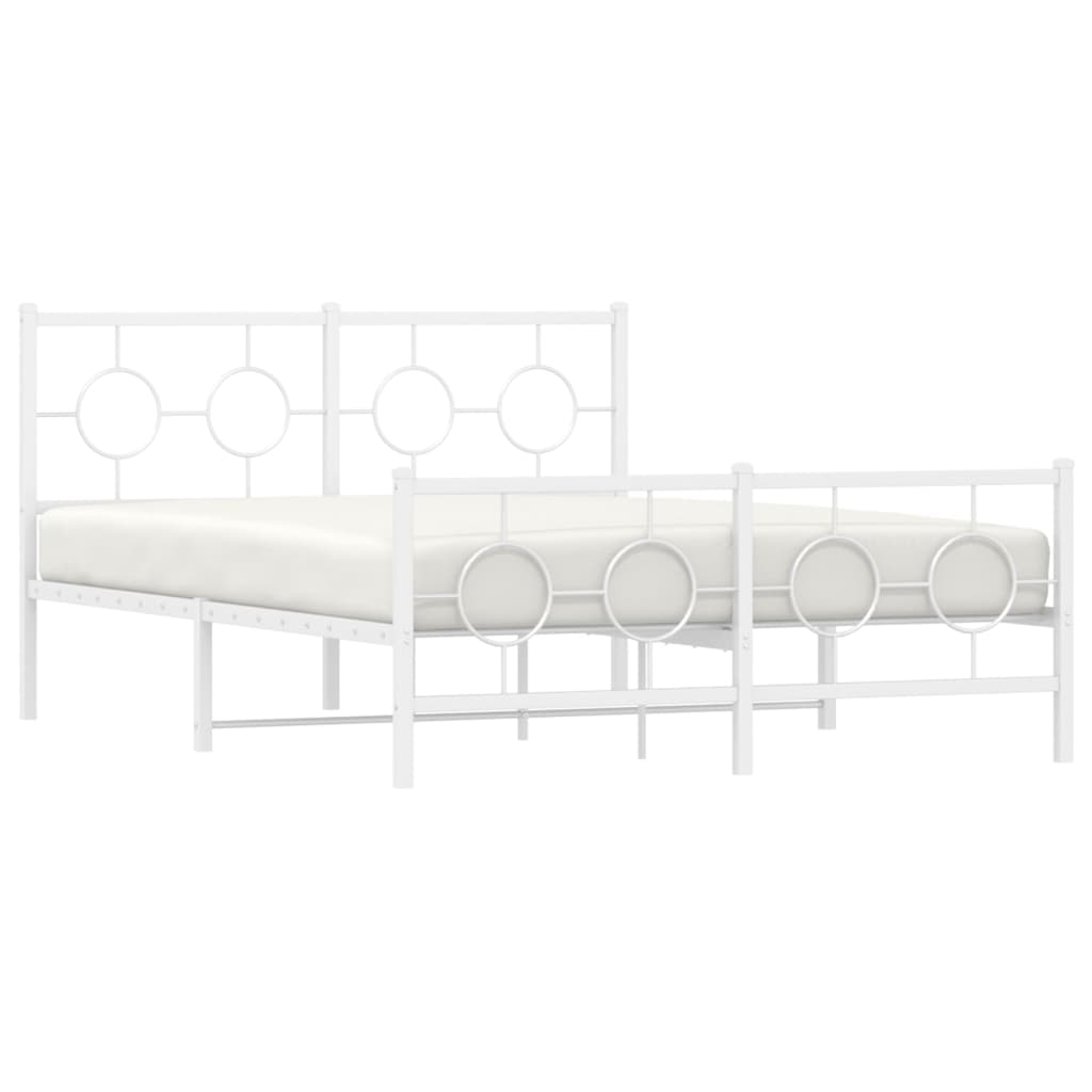 sengeramme med sengegavl og fodgærde 140x190 cm metal hvid
