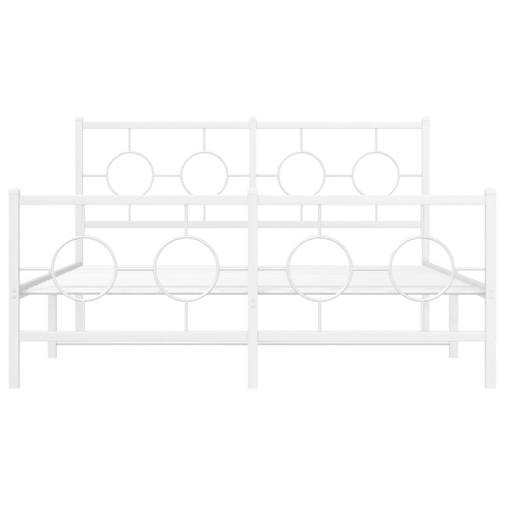 sengeramme med sengegavl og fodgærde 140x200 cm metal hvid