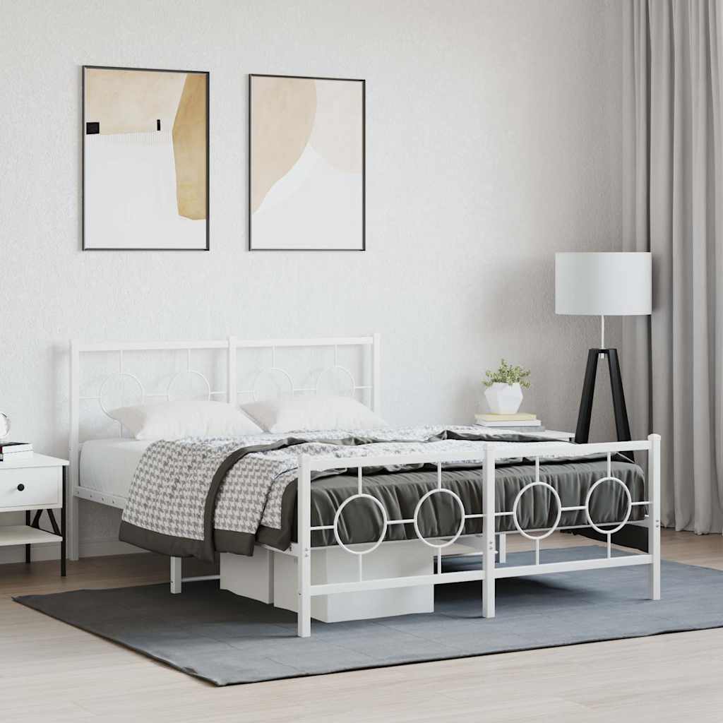 sengeramme med sengegavl og fodgærde 140x200 cm metal hvid