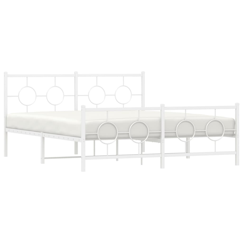 sengeramme med sengegavl og fodgærde 150x200 cm metal hvid