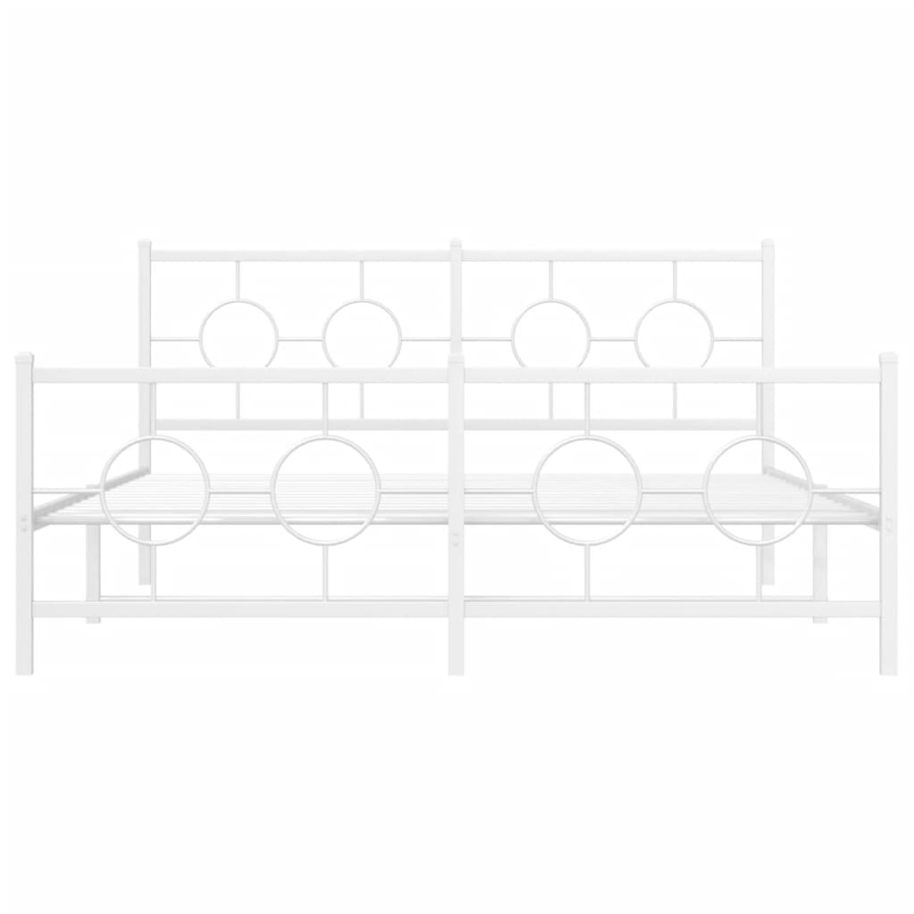 sengeramme med sengegavl og fodgærde 150x200 cm metal hvid