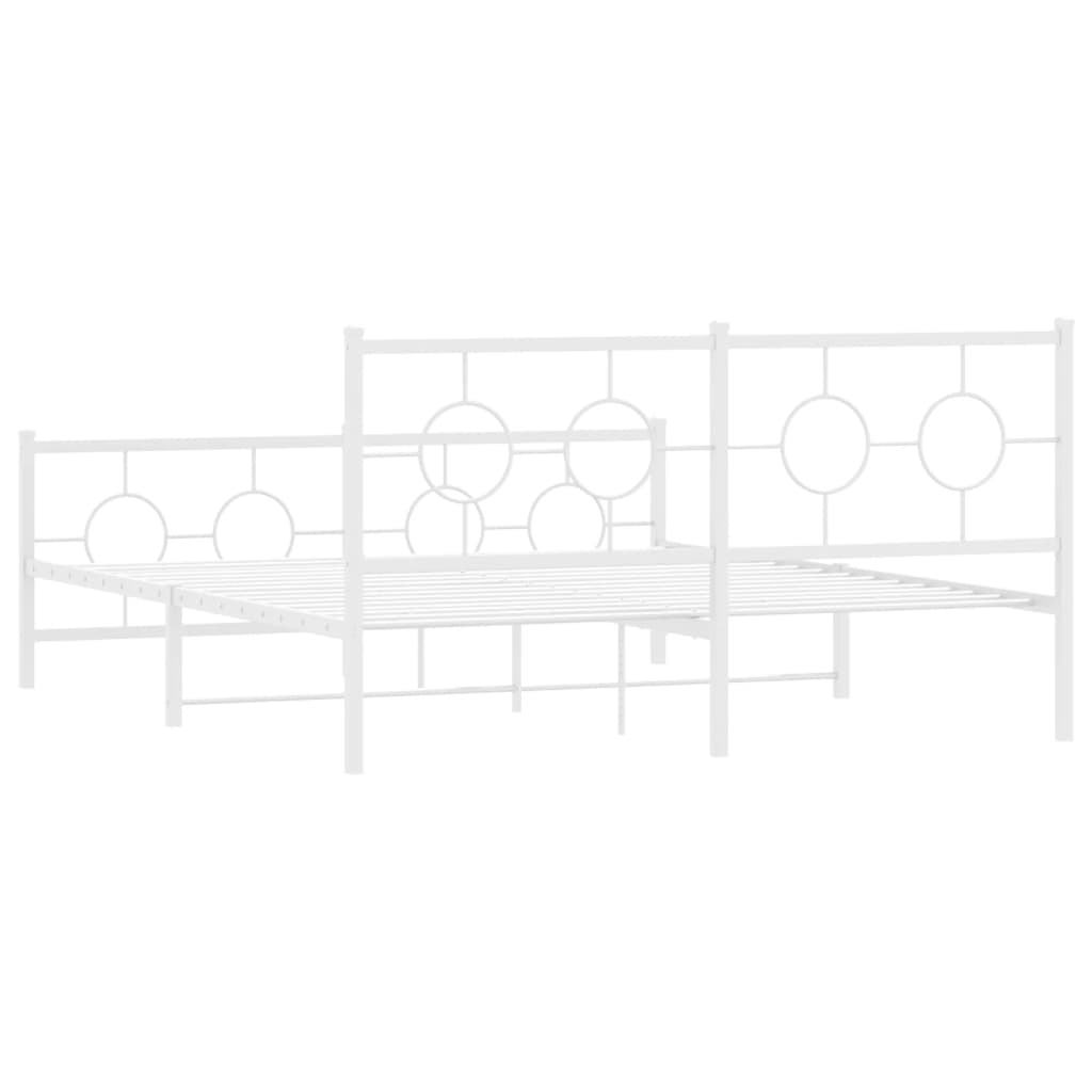 sengeramme med sengegavl og fodgærde 150x200 cm metal hvid