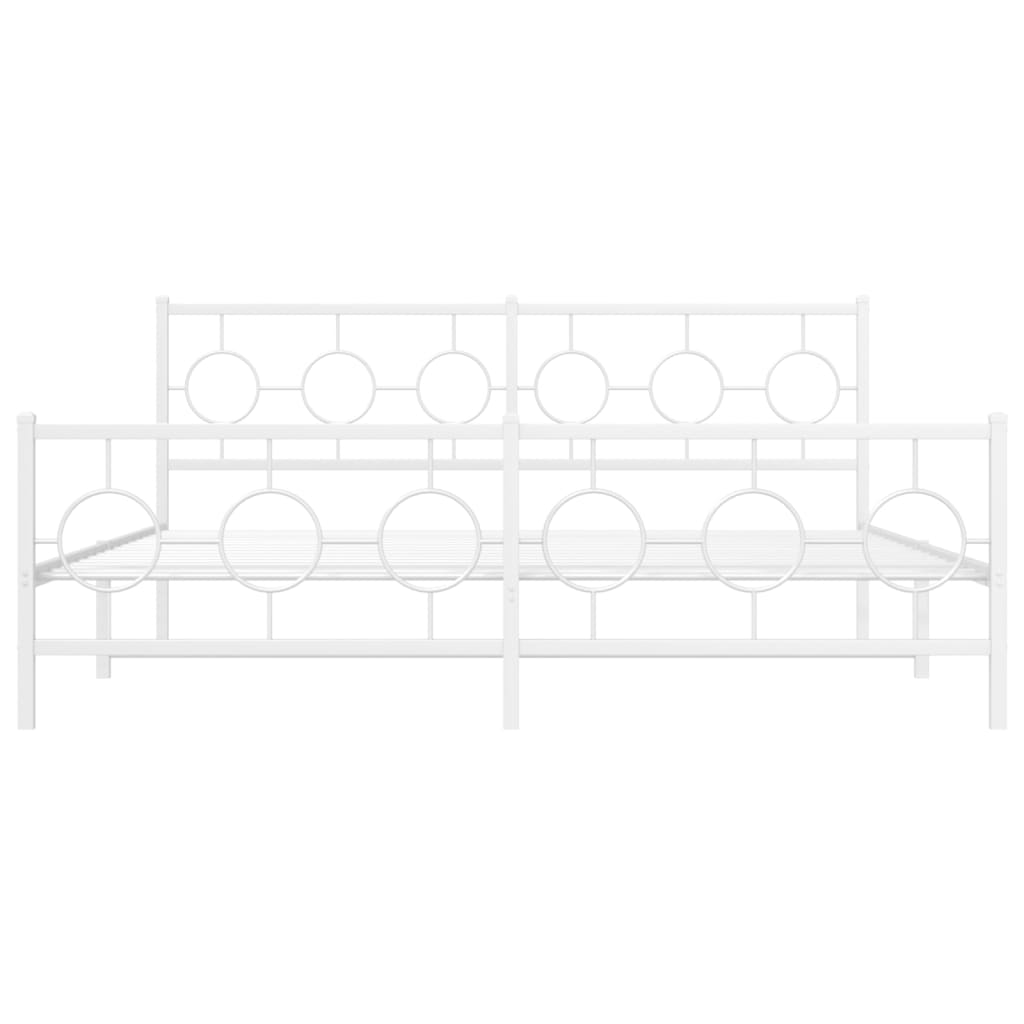 sengeramme med sengegavl og fodgærde 180x200 cm metal hvid