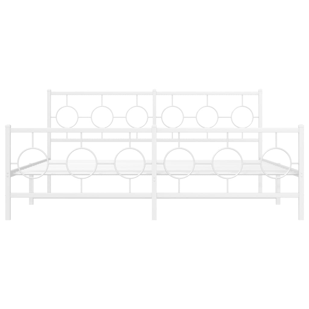 sengeramme med sengegavl og fodgærde 183x213 cm metal hvid