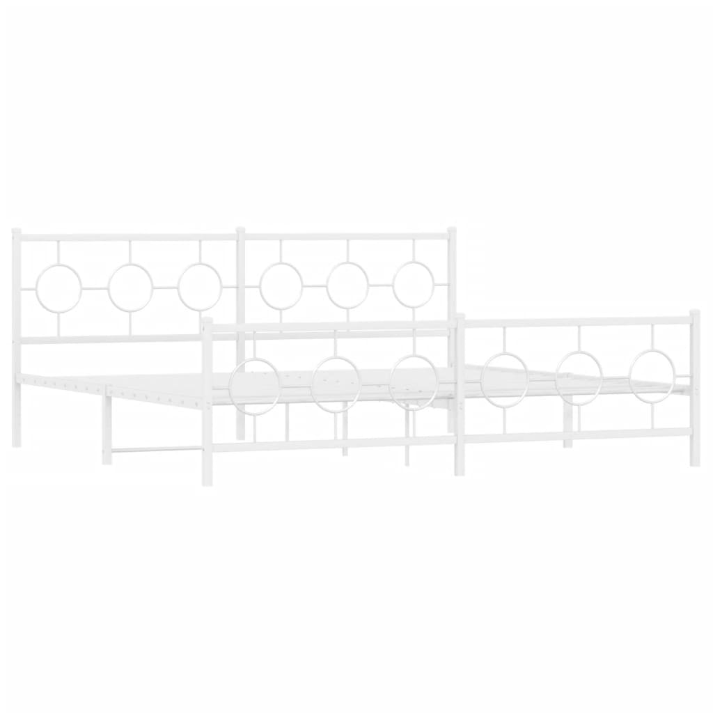 sengeramme med sengegavl og fodgærde 200x200 cm metal hvid