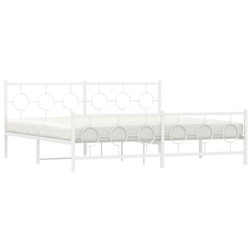 sengeramme med sengegavl og fodgærde 200x200 cm metal hvid