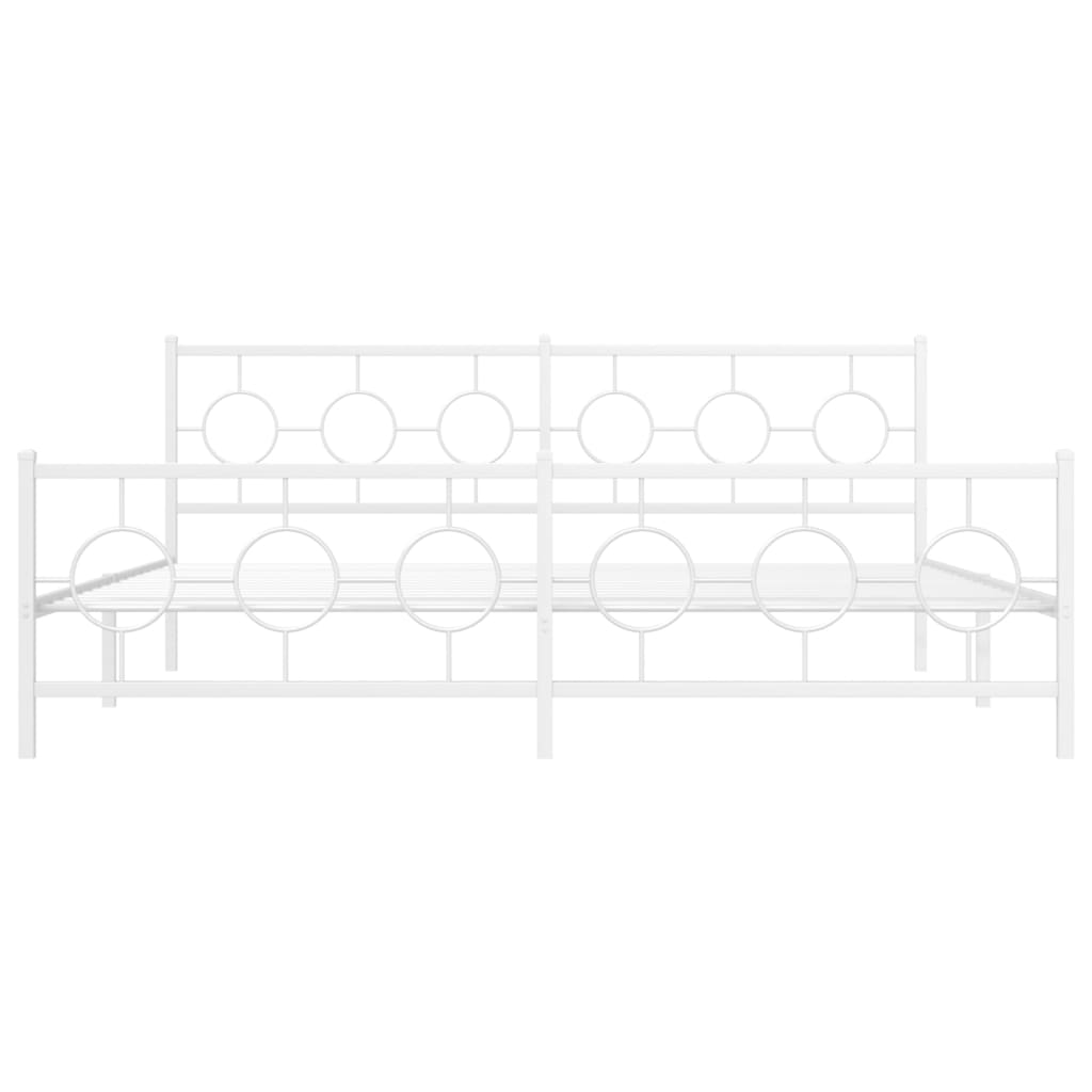sengeramme med sengegavl og fodgærde 200x200 cm metal hvid
