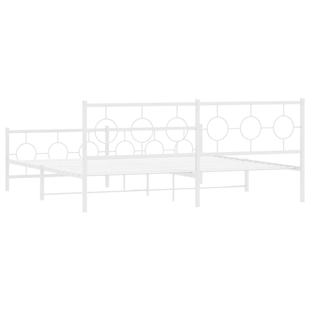 sengeramme med sengegavl og fodgærde 200x200 cm metal hvid