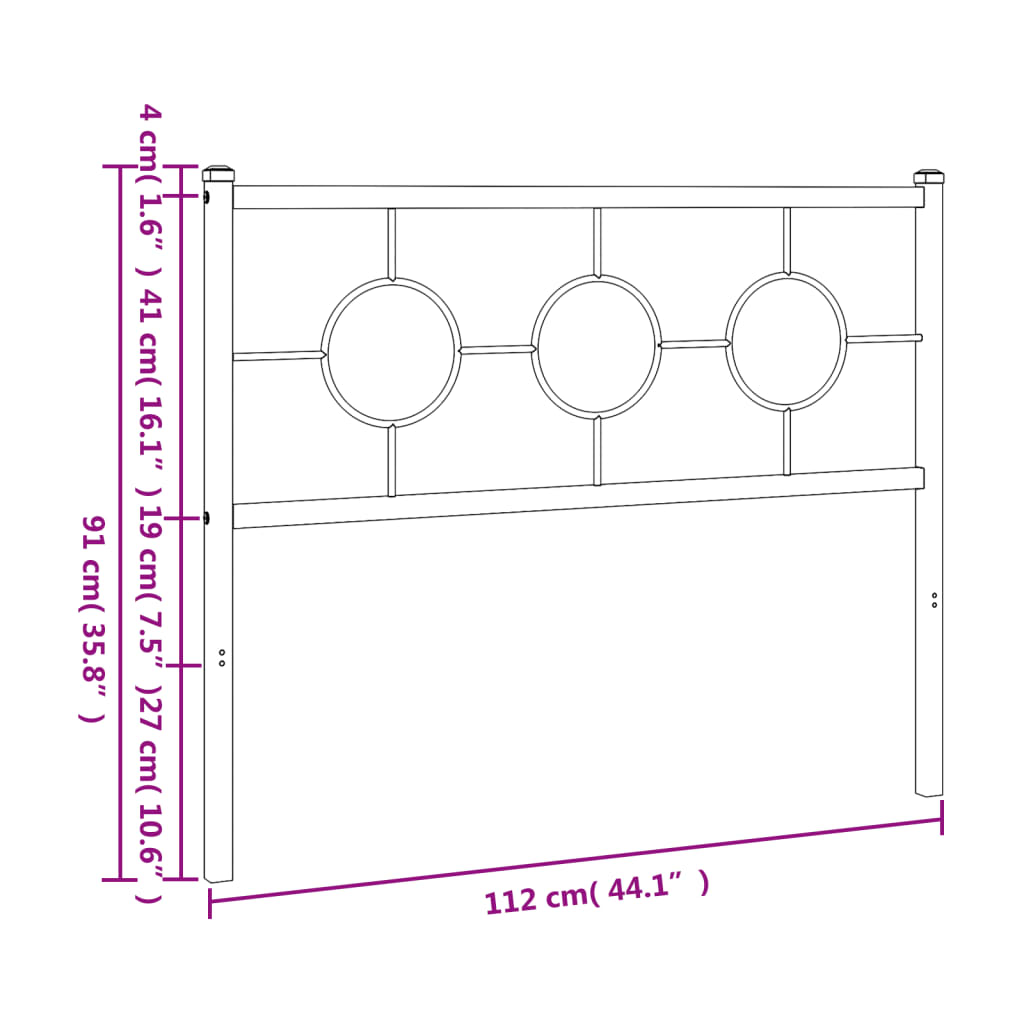 udskiftningsgavl 107 cm metal hvid