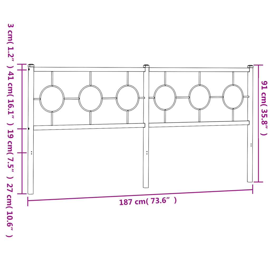 udskiftningsgavl 180 cm metal hvid