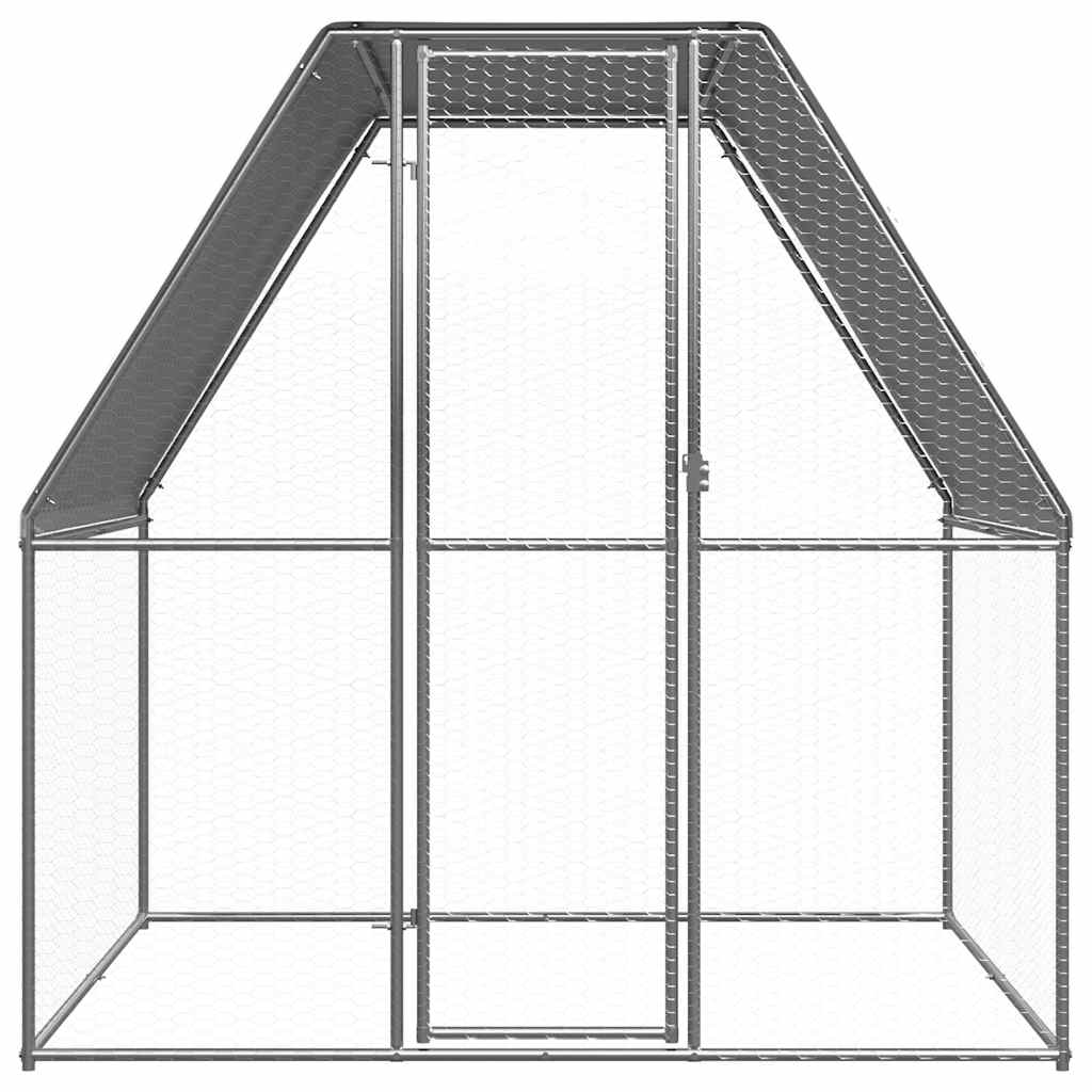 hønsebur 2x2x2 m galvaniseret stål sølvfarvet og grå