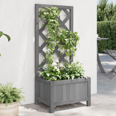plantekasse med espalier grå 40x30x90 cm massivt grantræ