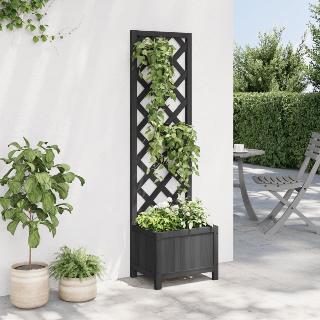 plantekasse med espalier sort 40x30x135 cm massivt grantræ