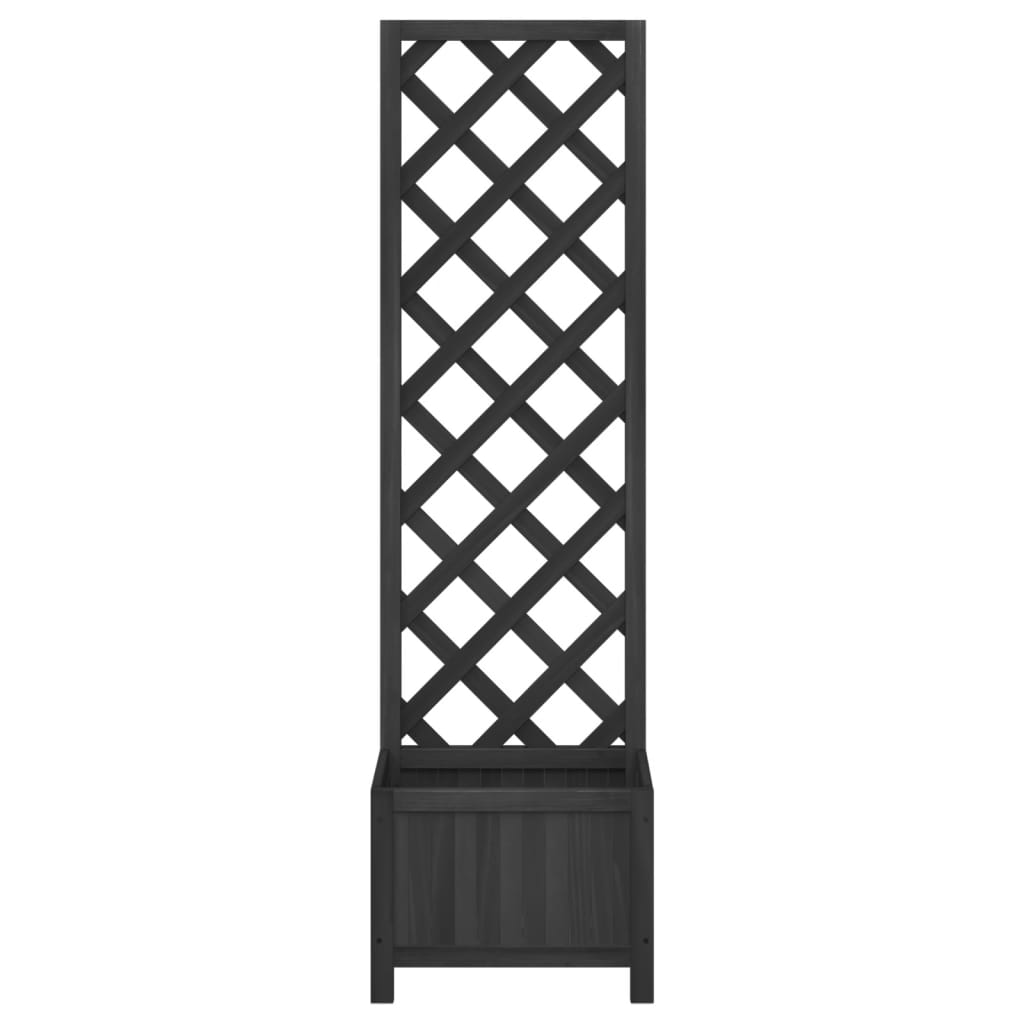 plantekasse med espalier sort 40x30x135 cm massivt grantræ