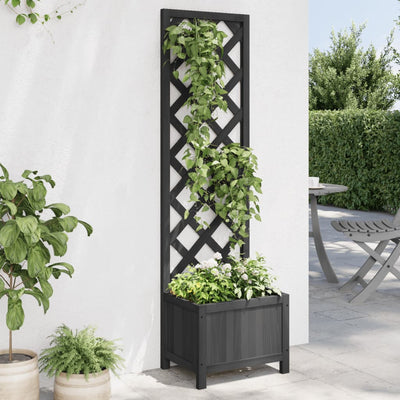 plantekasse med espalier sort 40x30x135 cm massivt grantræ