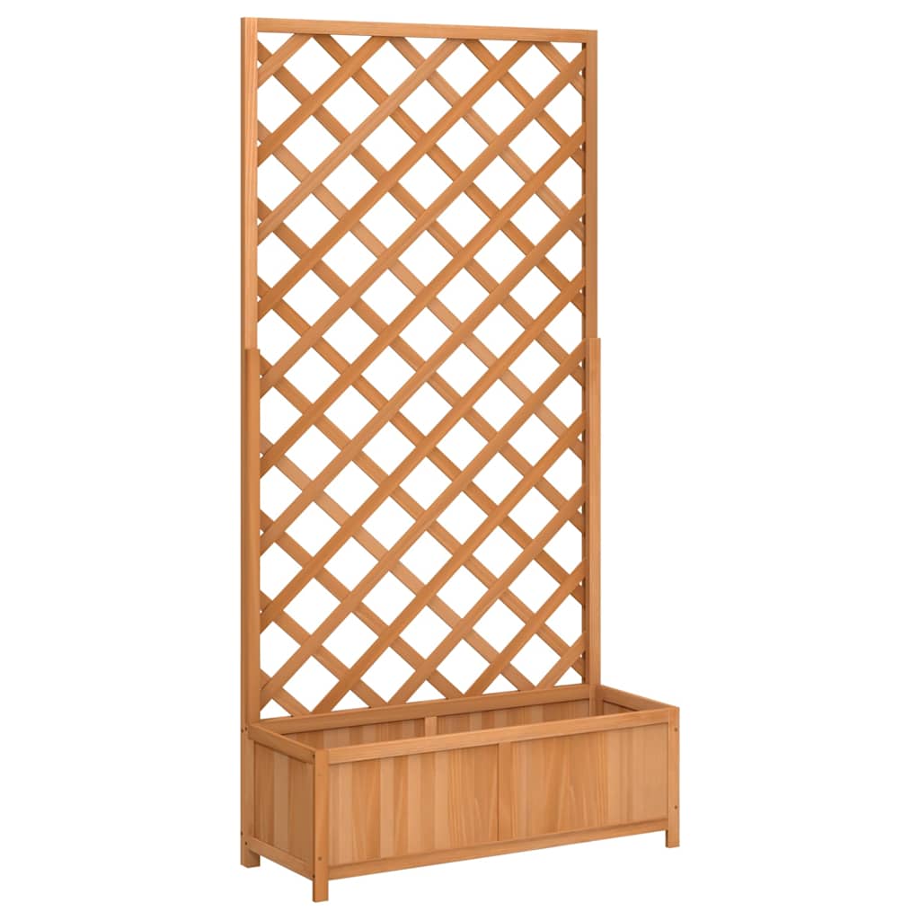 plantekasse med espalier brun 90x35x180 cm massivt grantræ