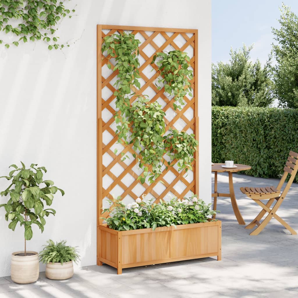 plantekasse med espalier brun 90x35x180 cm massivt grantræ