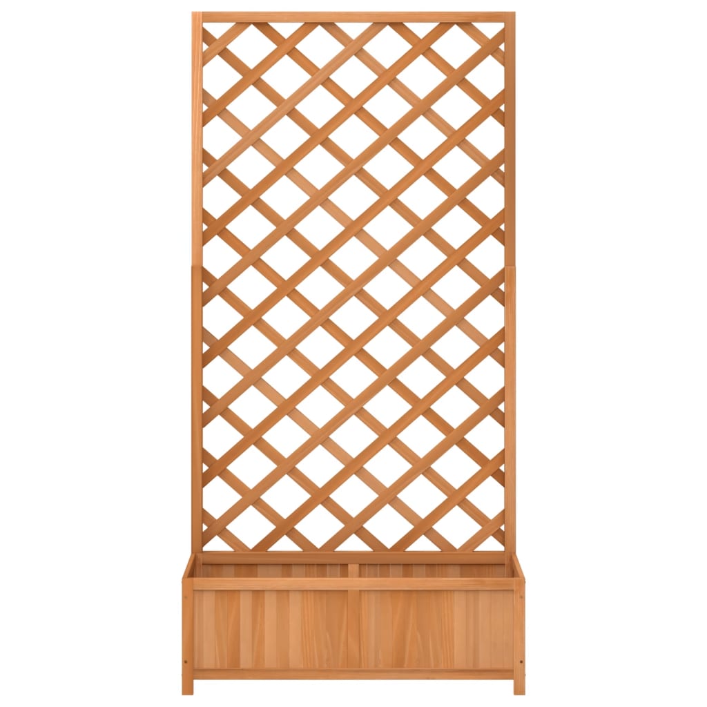 plantekasse med espalier brun 90x35x180 cm massivt grantræ