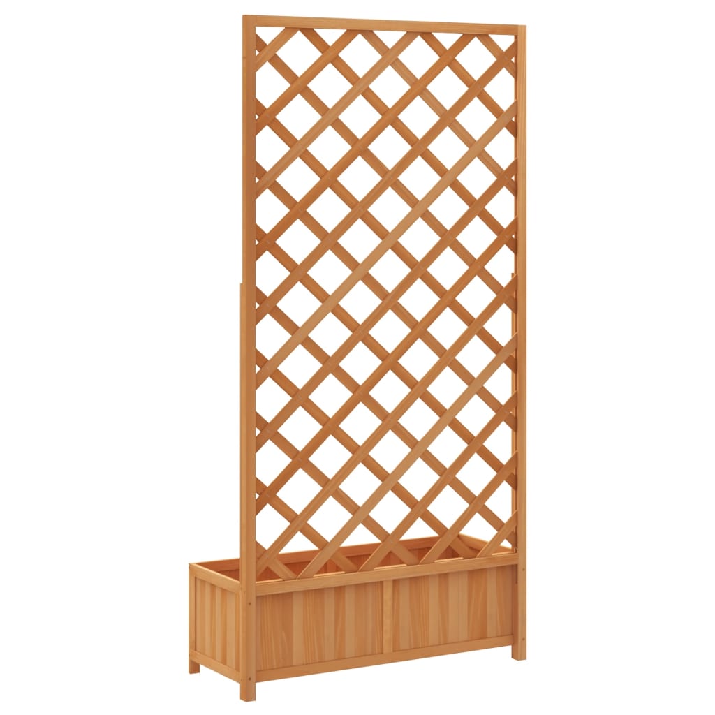 plantekasse med espalier brun 90x35x180 cm massivt grantræ