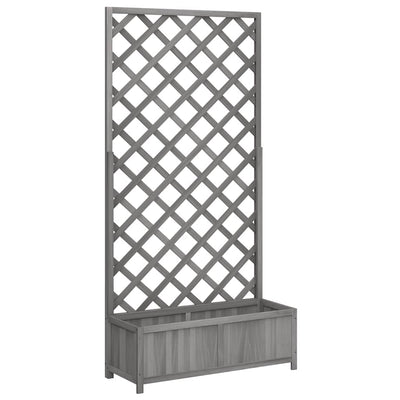 plantekasse med espalier grå 90x35x180 cm massivt grantræ